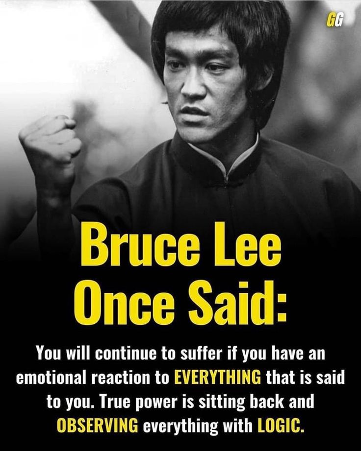 an advertisement for bruce lee's movie, once said you will continue to suffer if you have an emotional reaction to everything that is said