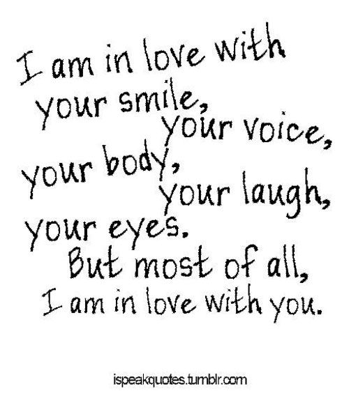 a handwritten poem with the words i am in love with your smile, your