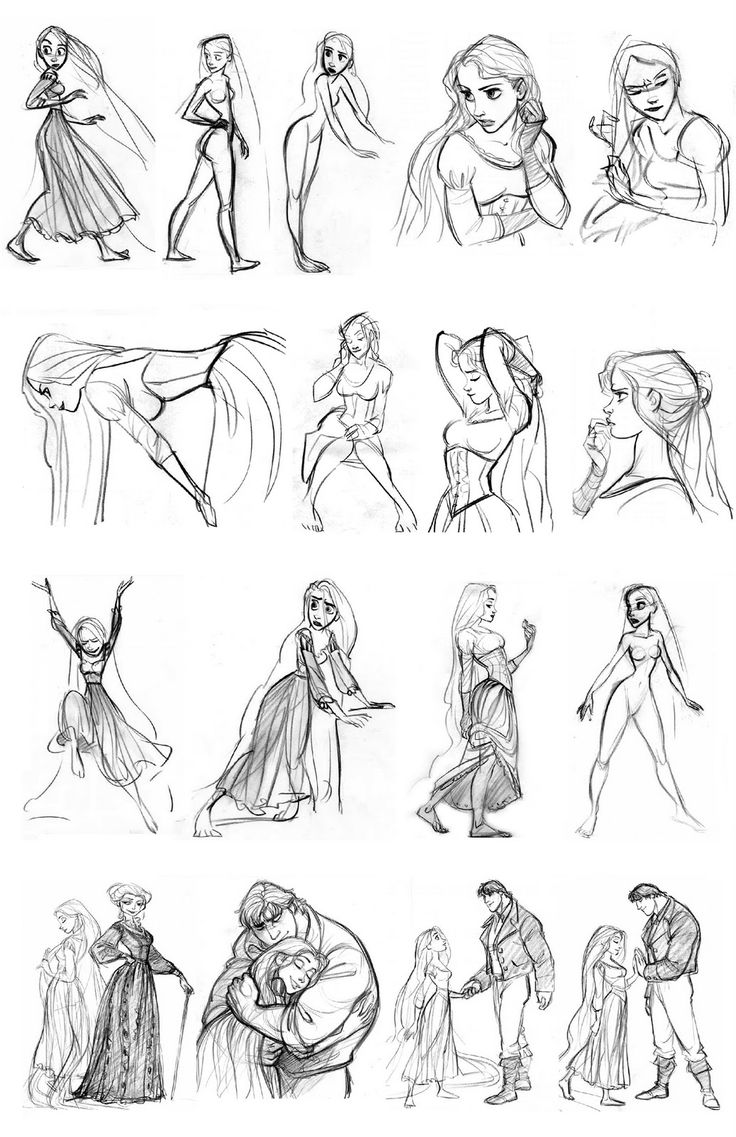 some drawings of people in different poses