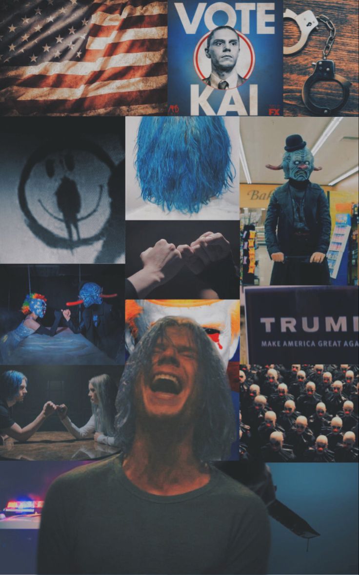 American Horror Story Aesthetic Wallpaper, American Horror Story Wallpaper Aesthetic, Ahs Aesthetic Wallpaper, Ahs Wallpaper Aesthetic, Kai Anderson Aesthetic, American Horror Story Aesthetic, American Horror Story Wallpaper, Cult Aesthetic, American Horror Story Art