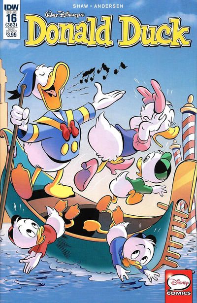 donald duck and friends comic book cover with cartoon characters on the boat in the water