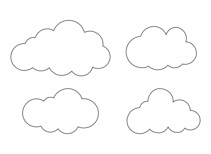 four clouds with different shapes and sizes