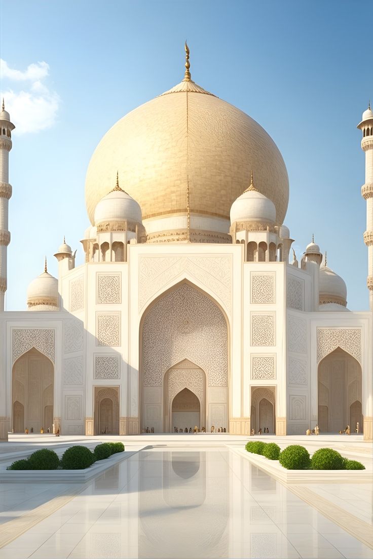 a large white building with many arches and domes