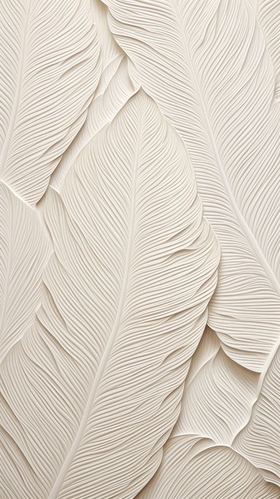 an abstract white wallpaper with large, thin leaves on the top and bottom half