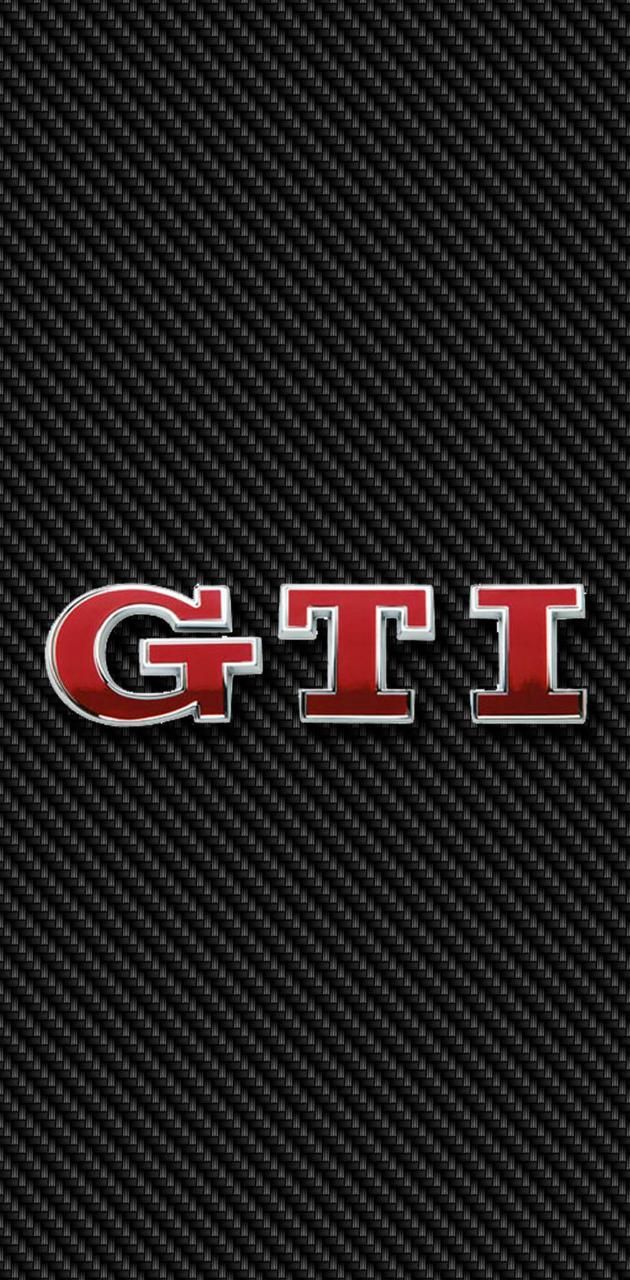 the word gti on a black and red carbon fiber textured wallpaper background