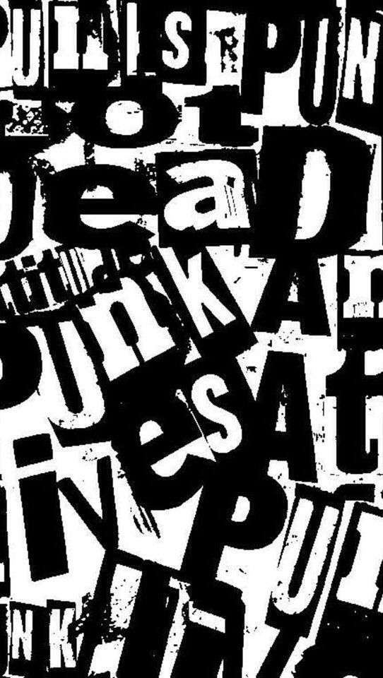 black and white typogramic type design with the word punk on it's side