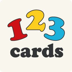 the 123 cards logo is shown in red, blue, and yellow with numbers on it