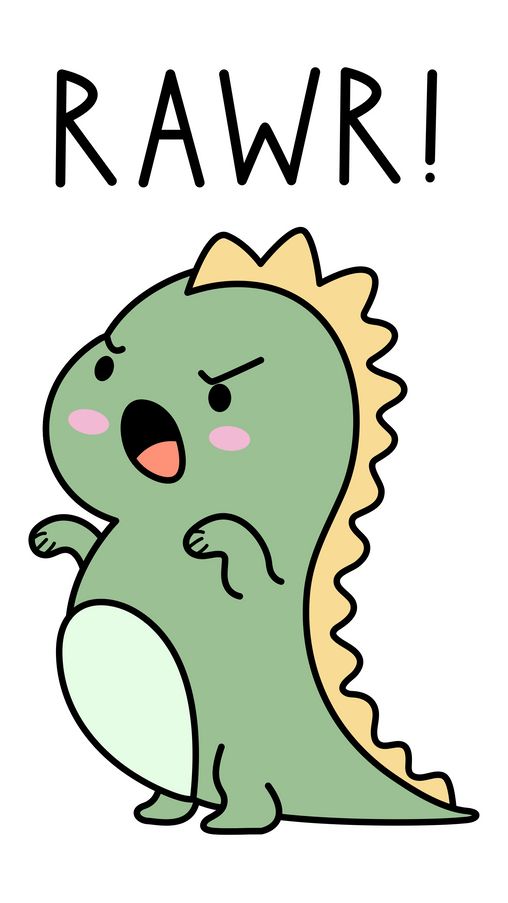 a cartoon dinosaur with the word rawr on it's chest and its mouth open
