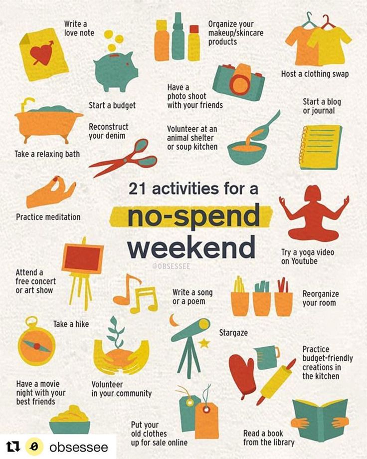 a poster with the words 21 activities for a no - spend weekend