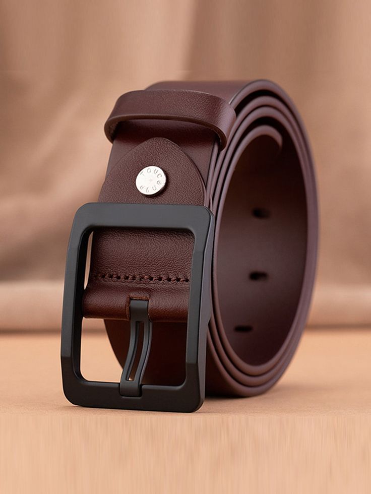 Brown  Collar  PU Leather   Embellished   Men Accessories Men's Belts, Man Accessories Aesthetic, Belts Aesthetic, Mens Dress Shoes Guide, Leather Belt Men, Mens Leather Accessories, Casual Leather Belt, Belt Leather, Leather Belts Men