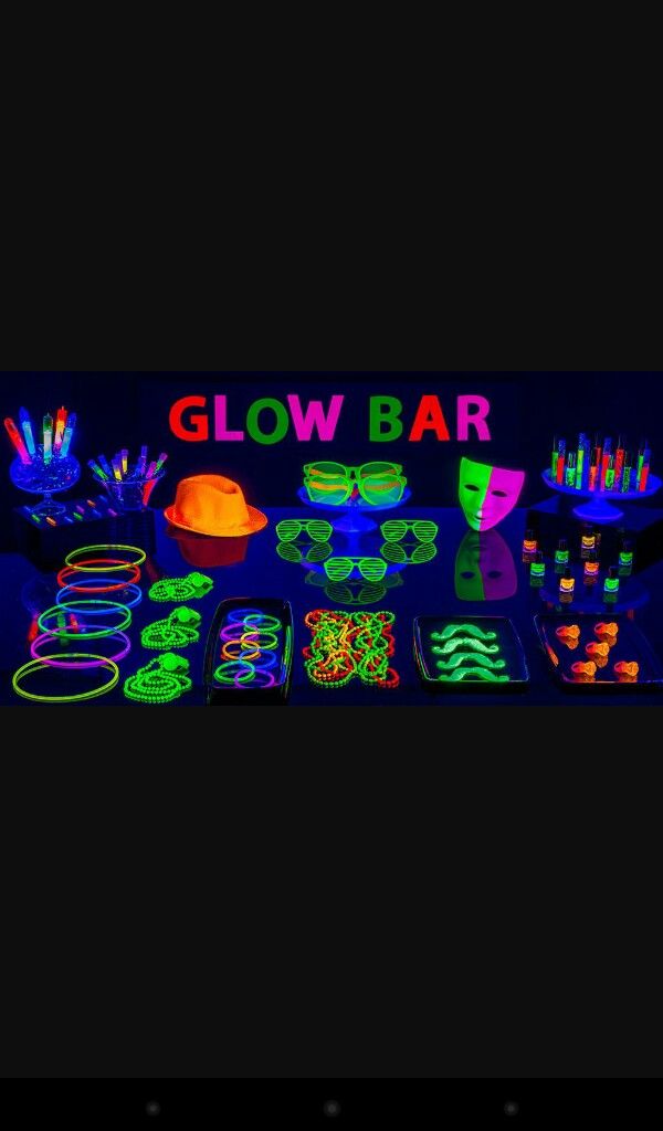 the glow bar is set up with neon colors
