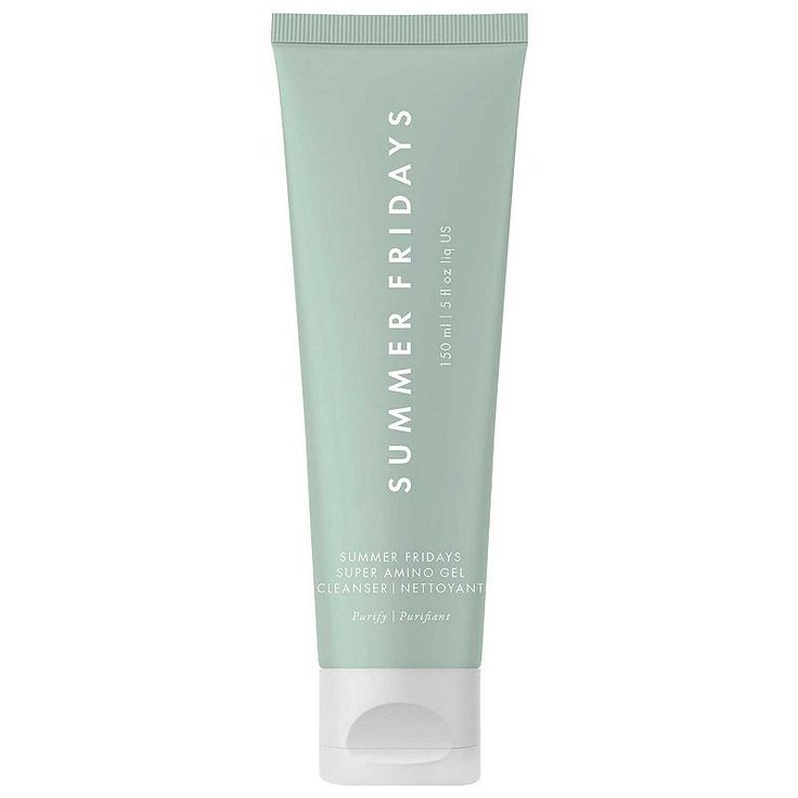 What it is: A gentle, pH-balancing gel cleanser that treats skin to a restoring cocktail of 11 amino acids with a splash of mineral-rich seawater.Skin Type: Normal, Dry, Combination, and Oily Skincare Concerns: Dryness, Dullness, and OilinessFormulation: GelHighlighted Ingredients:- 11 Amino Acids: Summer Fridays' 11 amino acids were custom-selected for their unique powers to replenish, protect, and support skin elasticity.- Maris Sal: Like a restorative dip in the ocean, this atomized seawater Oily Skincare, Summer Friday, Popular Skin Care Products, Oily Skin Care, Summer Fridays, Gel Cleanser, Makeup Items, Natural Fragrances, In The Ocean