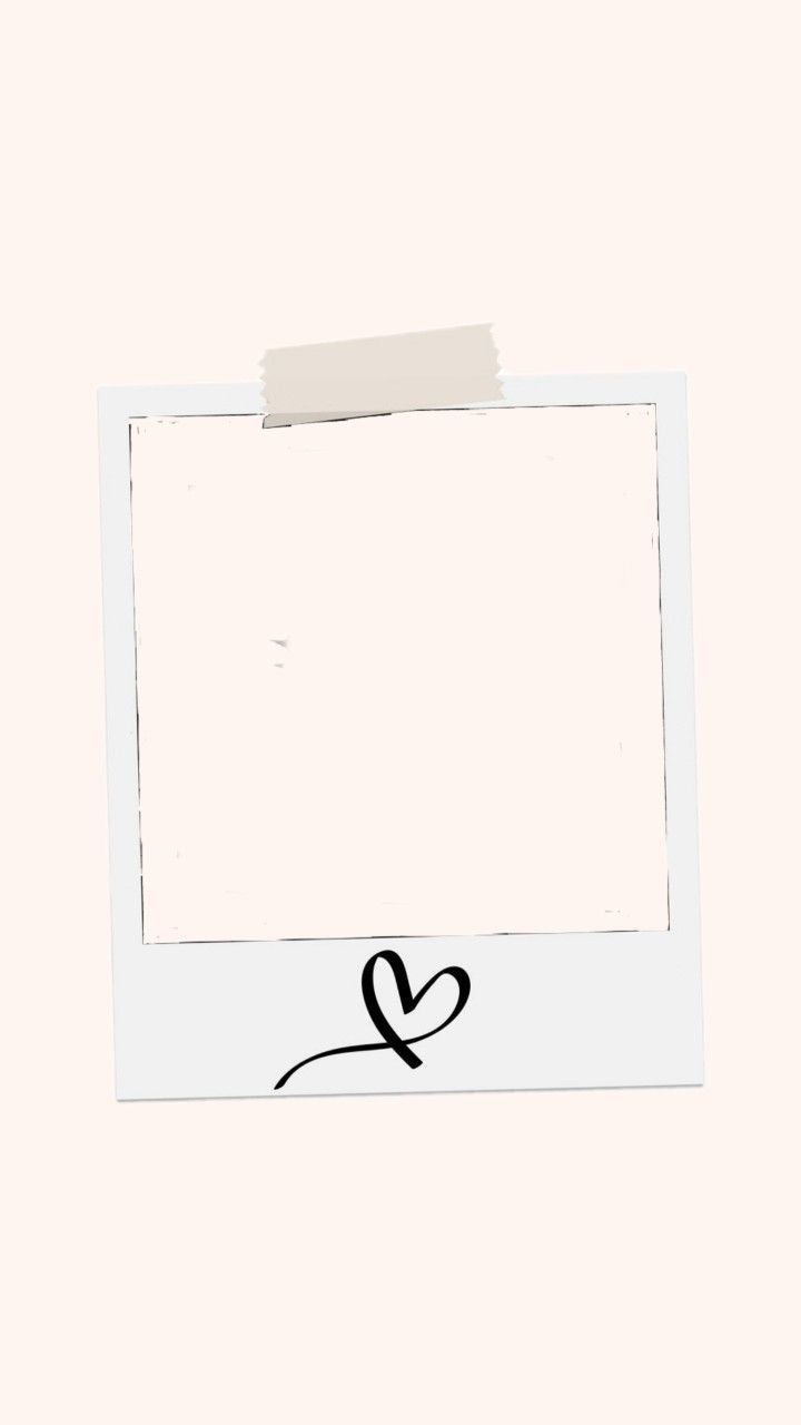 a white photo frame with a heart drawn on the side and a piece of paper attached to it