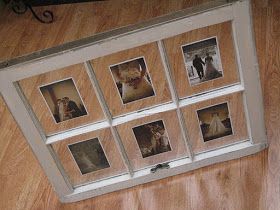 a group of pictures hanging on the side of a wall next to a wooden floor