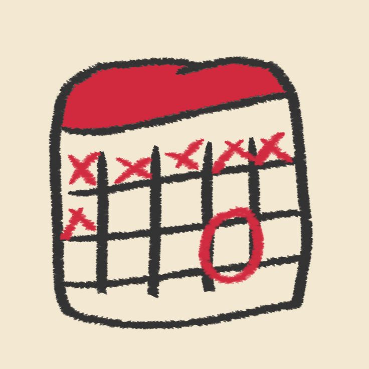 a red and white drawing of a calendar with the word'o'on it