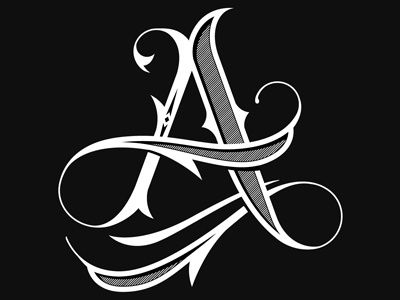the letter logo with swirls on black background