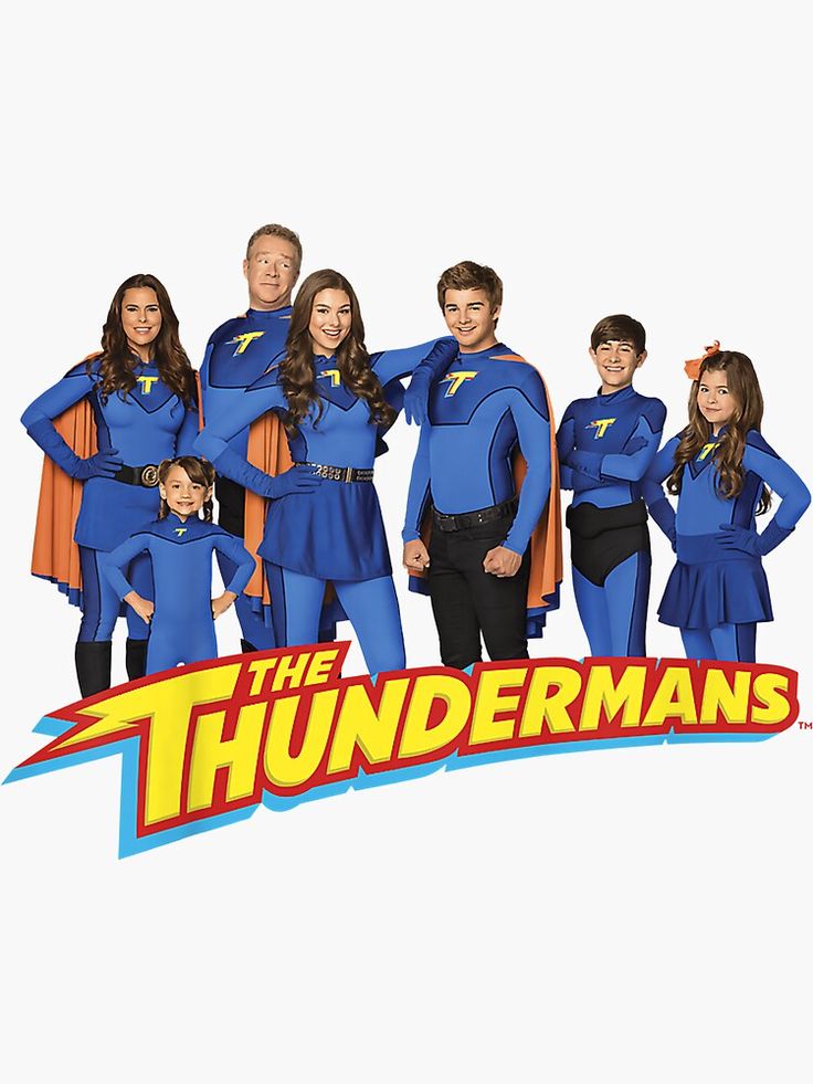 the thunderman's tv show poster with their characters in blue outfits and orange capes