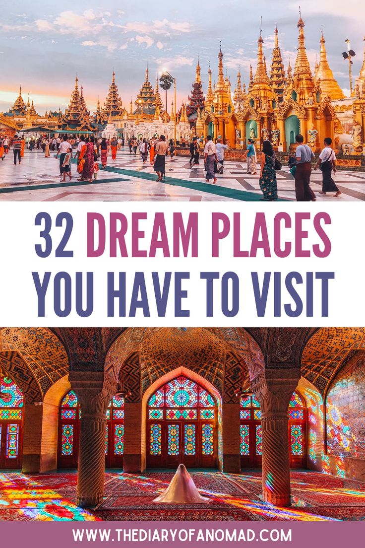 the top things to see and do in thailand with text overlay that reads 32 dream places you have to visit