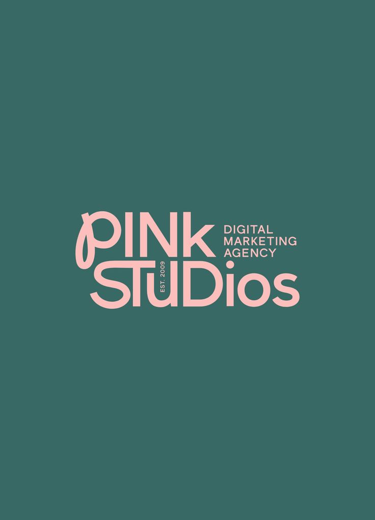 the words pink studio are displayed on a green background