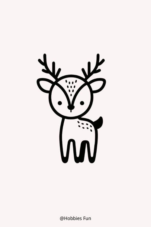 Cute little doodles, Deer Deer Easy Drawing, Zoo Doodles, Cute Cow Doodle, Easy Deer Drawing, Animal Doodles Simple, Cute Deer Drawing, Little Doodles To Draw, Easy Cute Doodles, Cute Doodles To Draw