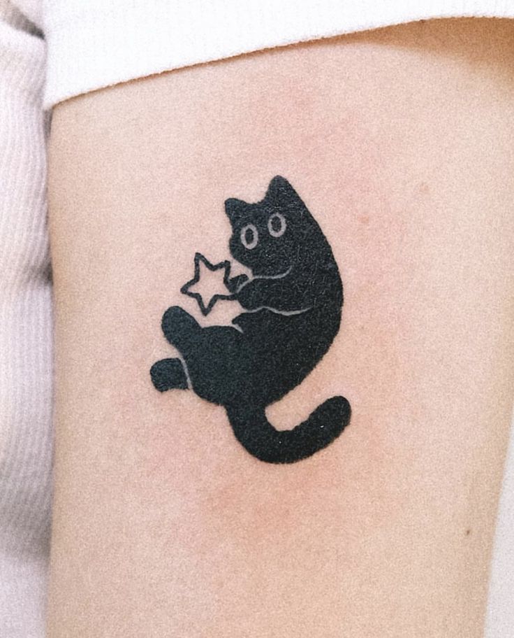 tattoo
cat
star Cat Tattoo Personalized, Cat Doodle Tattoo Designs, Cat With Stars Tattoo, Black Cat Simple Tattoo, Cool Cat Tattoo Ideas, Two Cats Tattoo Ideas, Cute Simple Cat Tattoos, Cat Stars Tattoo, Cat Related Tattoos
