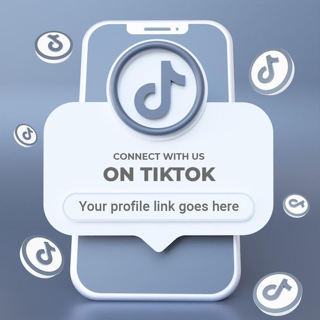 a white sign that says connect with us on tiktok your profile link goes here