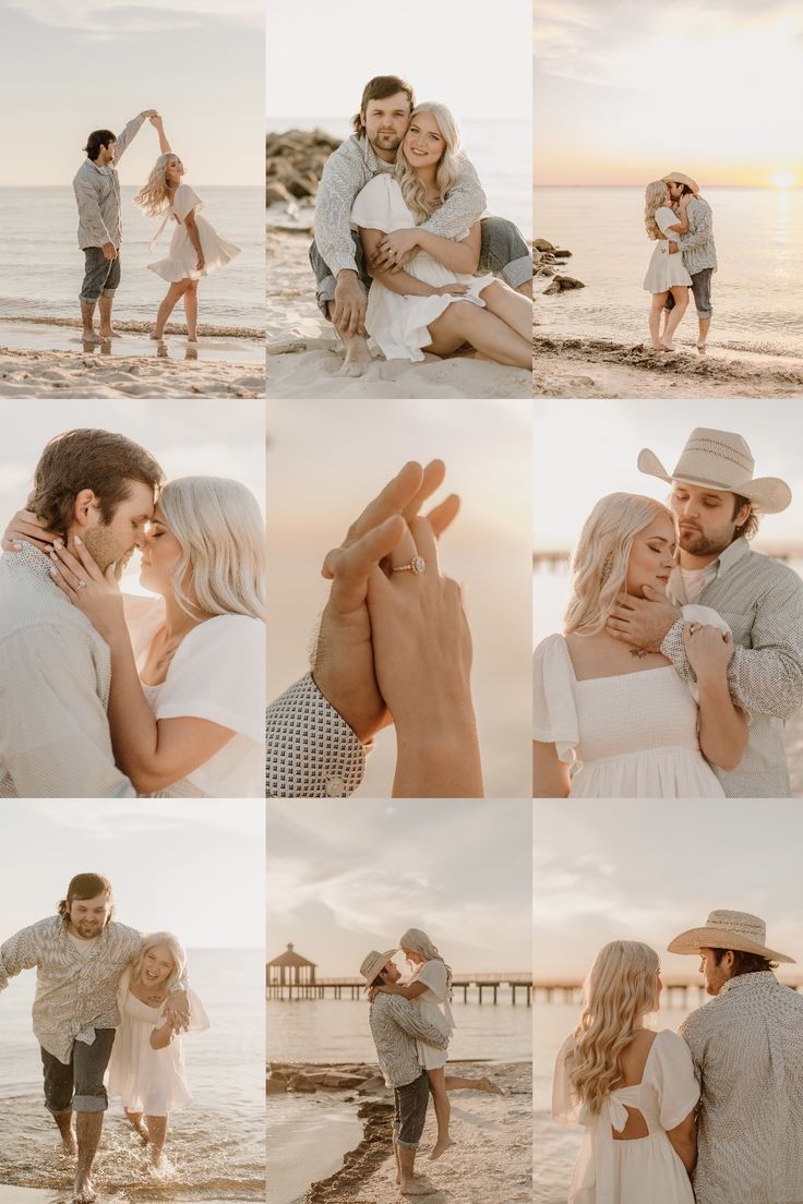 a man and woman are hugging on the beach