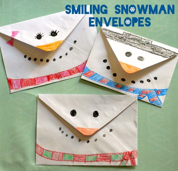 snowman envelopes made with construction paper