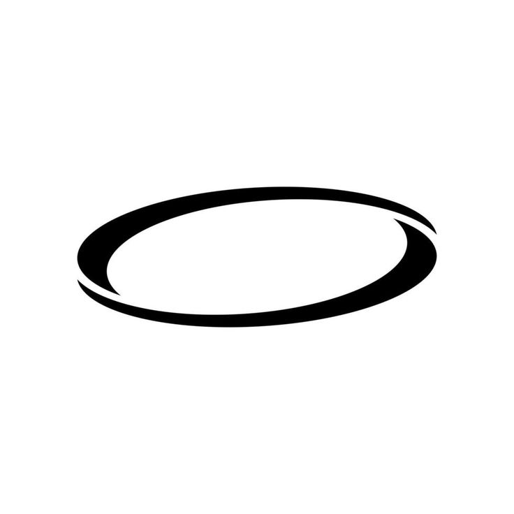 a black and white photo of an oval object on a white background with the word o written below it
