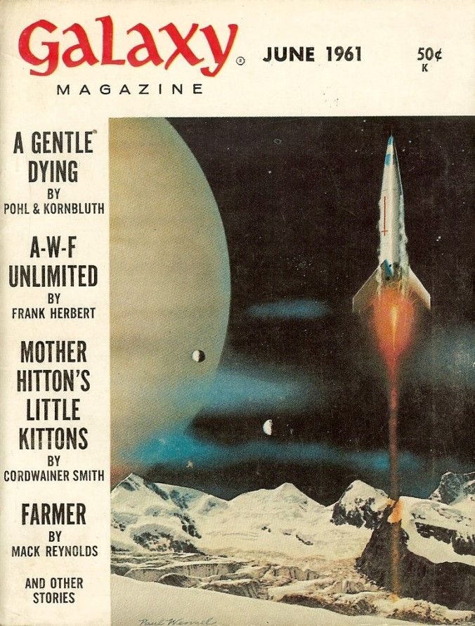 a magazine cover with an image of a space shuttle taking off from the moon and mountains
