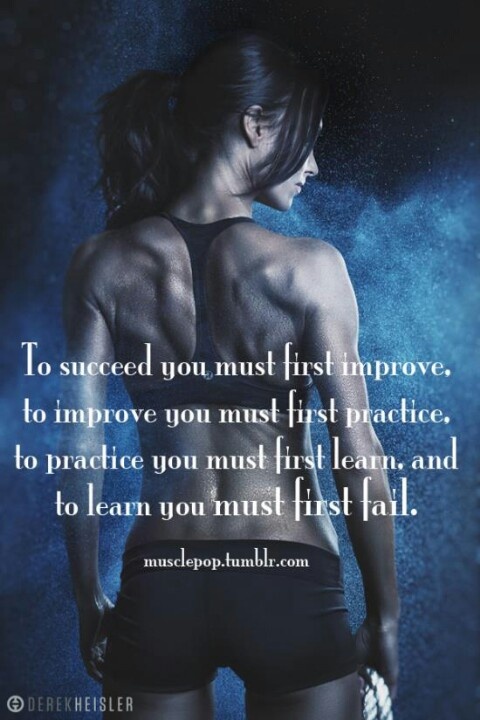 a woman's back with the words to success you must first improve, to improve you