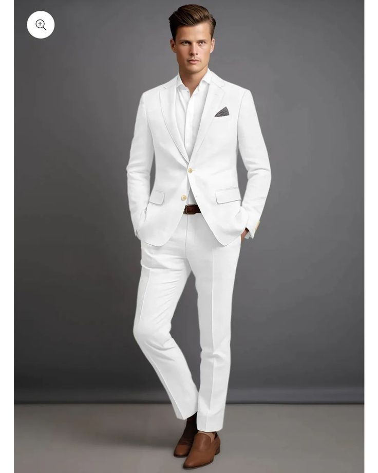 https://www.studiosuits.com/products/white-linen-suit Linen Suits For Men, Tan Brogues, Pink Corduroy Jacket, Harris Tweed Jacket, White Linen Suit, Summer Elegance, Flannel Suit, White Linen Fabric, Tweed Pants