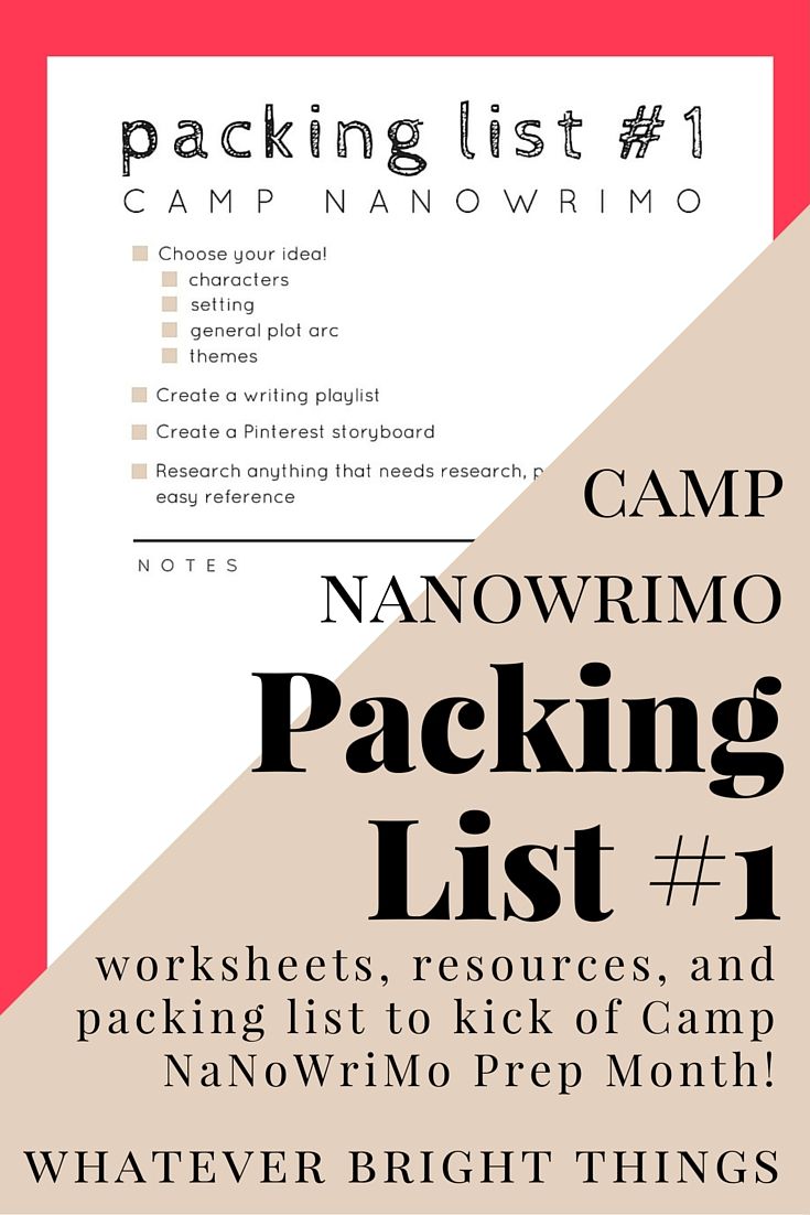 the camp nanowrimo packing list 1 worksheets, resources, and packing lists to kick off and avoid