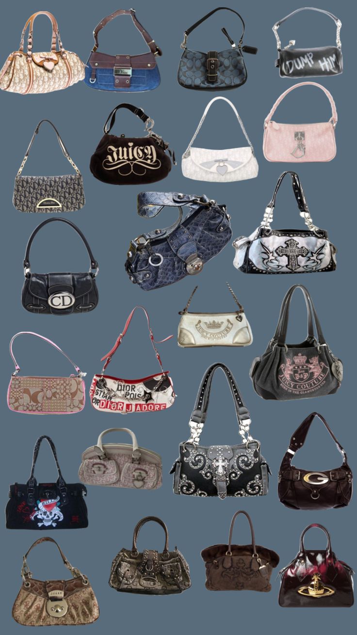 90s Bags Handbags, Early 2000s Purses, 90s Bags Vintage, Y2k Coach Bag, Bag Design Ideas Creative, Organise Bags, 2000s Handbags, Bags 2000s, 2000 Handbags