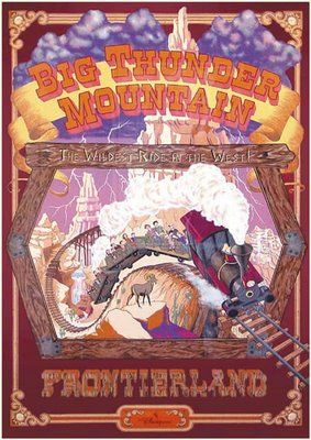 a poster for the big thunder mountain show in front of a frame with an image of a