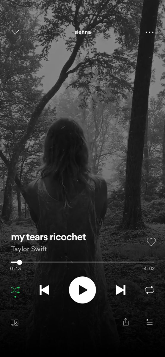 a person standing in the woods with trees and text that reads, my tears ricochett taylor swift