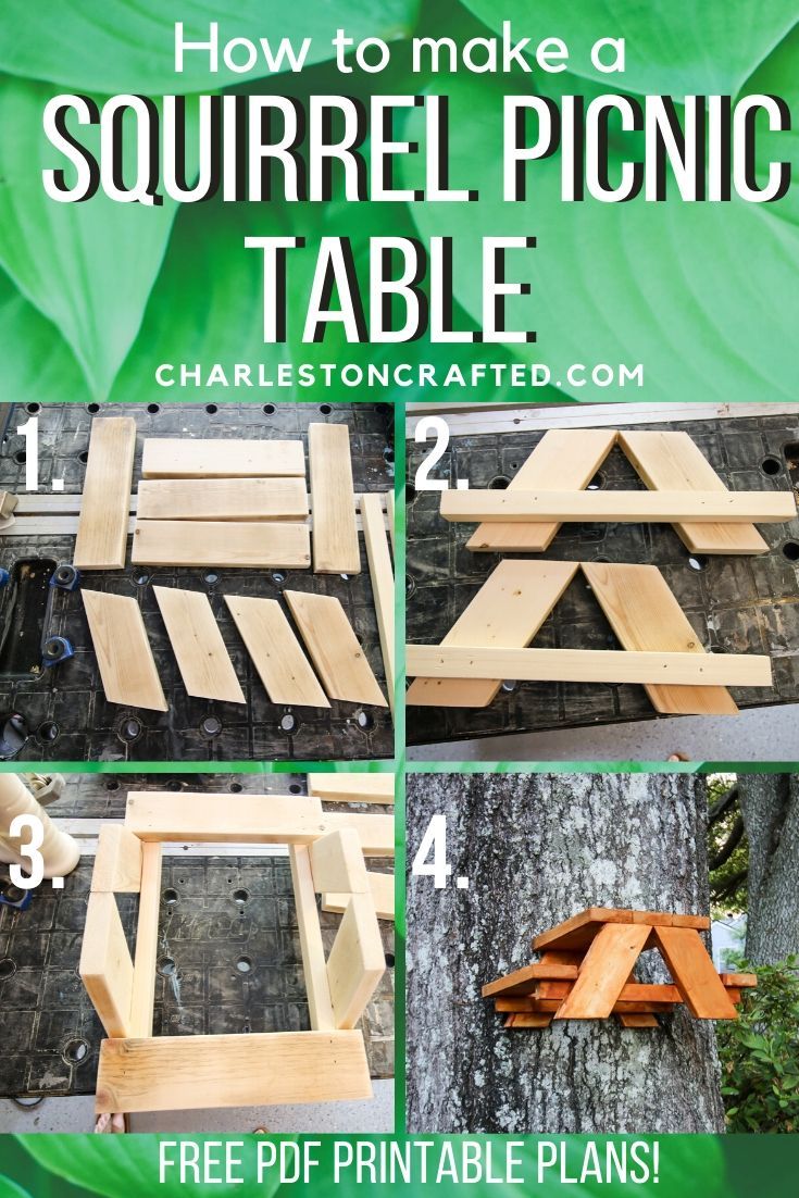 how to make a squirrel picnic table with free printable plans for the top and bottom