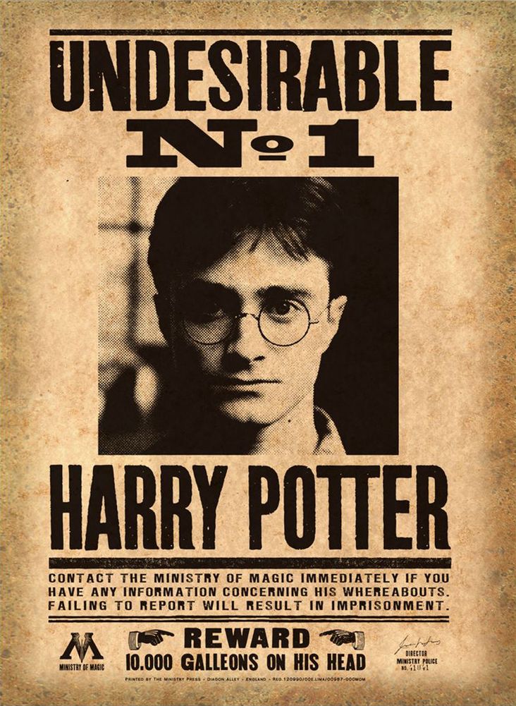 the wanted poster for harry potter