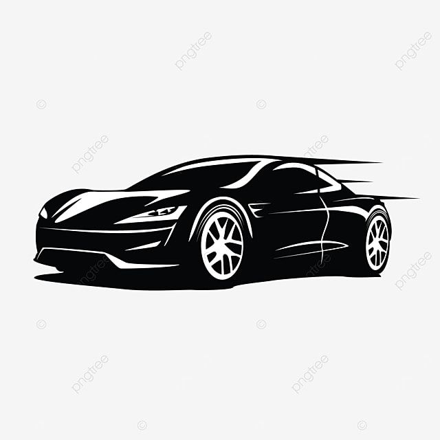 a black and white silhouette of a sports car