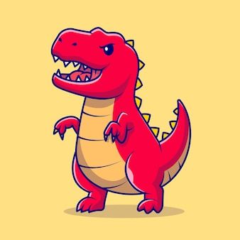 an illustration of a red dinosaur with sharp teeth