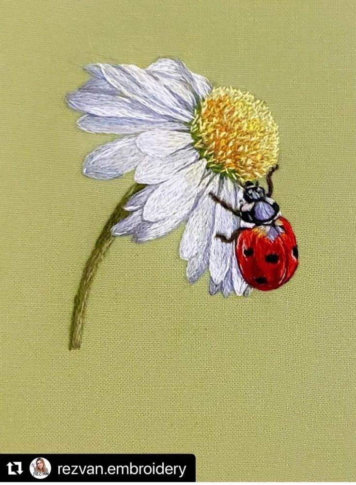 a painting of a ladybug on a flower
