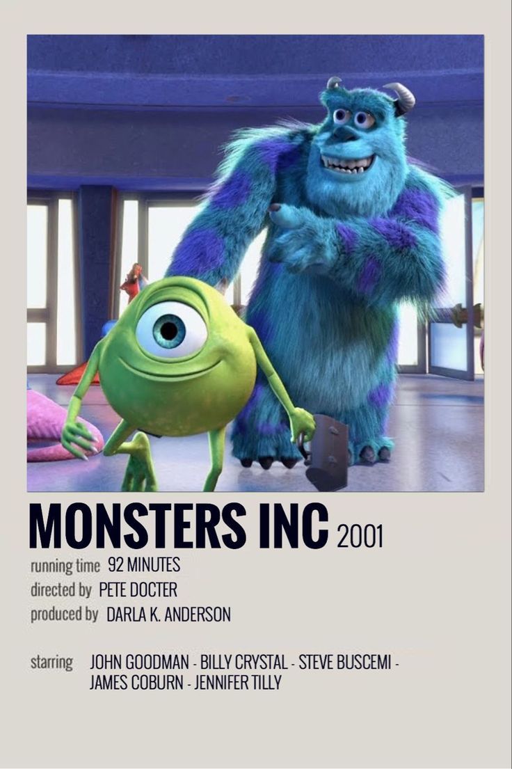 monsters inc movie poster with characters from the animated film, monsters inc and an alien