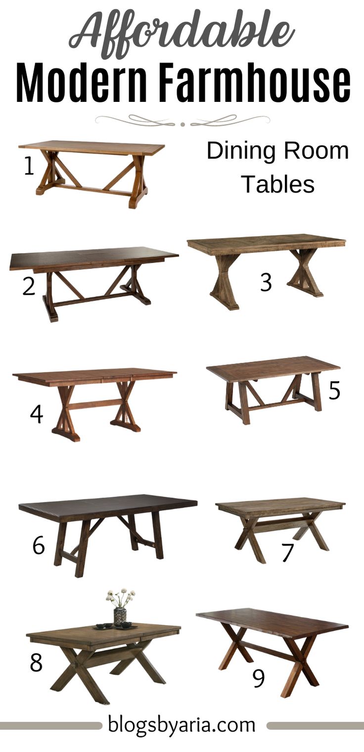 the different types of modern farmhouse tables and how to use them for dining room decor