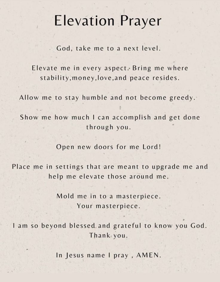 a poem written in black ink with the words elevation prayer