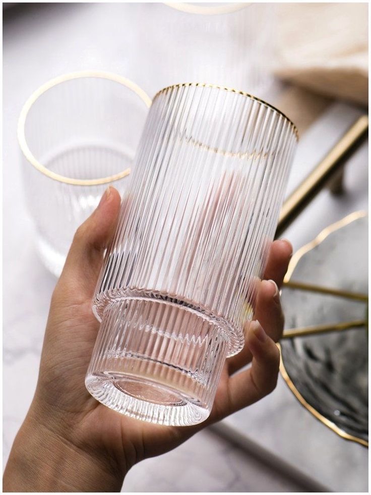 Cups Ribbed Glassware, Aesthetic Glasses, Glass Cup Set, Coffee With Alcohol, Short Glass, Coffee Iced, House Updates, Glasses Drinking, Ribbed Glass