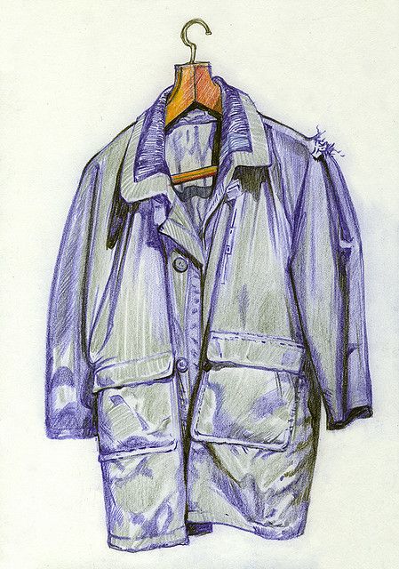 a drawing of a jacket hanging on a clothes line