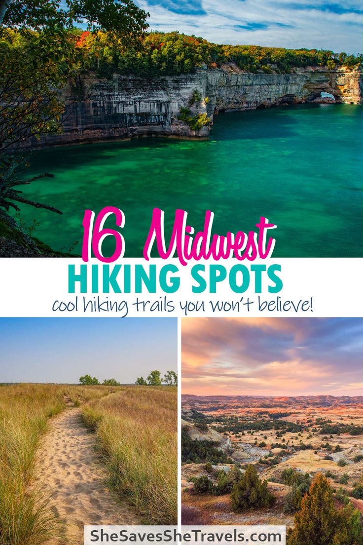 the wilderness with text overlay that reads 16 midwives hiking spots cool hiking trails you won't believe