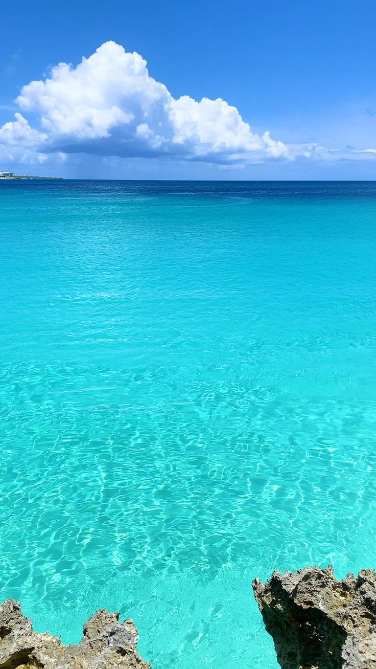 the water is crystal clear and blue