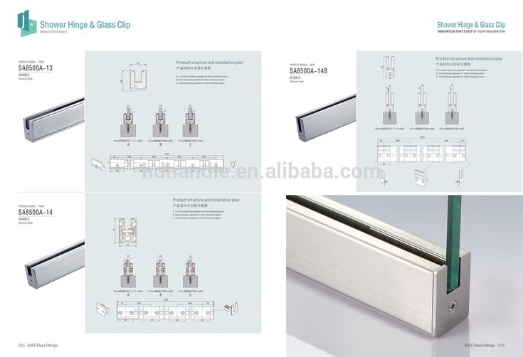 an image of different types of glass and metal door frames with instructions on how to install them