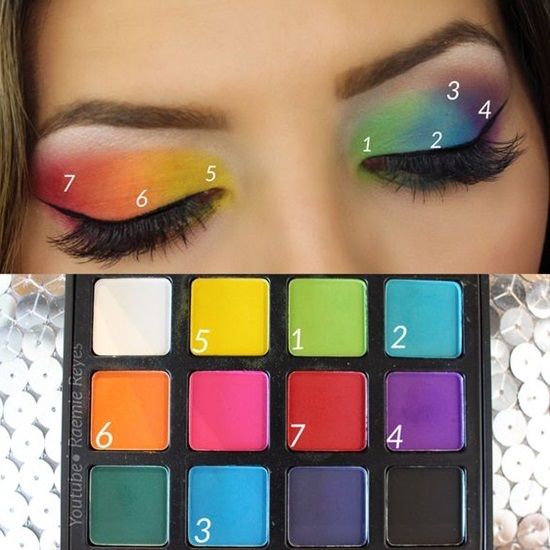 14 Easy Eyeshadow Tutorials For Perfect Eyes Carnaval Make-up, Simple Eyeshadow Tutorial, Rainbow Eye Makeup, Make Up Designs, Rainbow Eyeshadow, Cute Eyeshadow Looks, Drag Make-up, Simple Eyeshadow, Pride Makeup